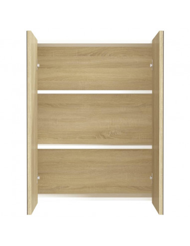 Armadietto a Specchio per Bagno 60x15x75 cm MDF Bianco e Rovere