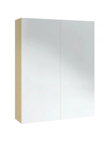 Armadietto a Specchio per Bagno 60x15x75 cm MDF Bianco e Rovere