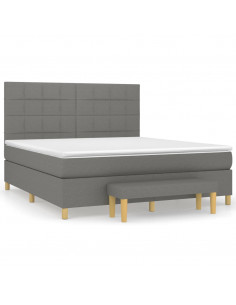 Giroletto a Molle con Materasso Grigio Scuro 180x200 cm Tessuto 2