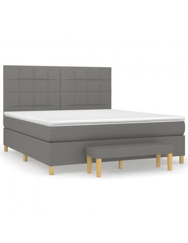 Giroletto a Molle con Materasso Grigio Scuro 180x200 cm Tessuto