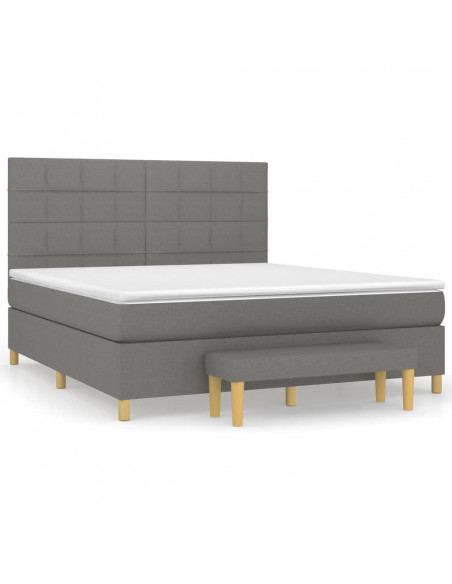 Giroletto a Molle con Materasso Grigio Scuro 180x200 cm Tessuto