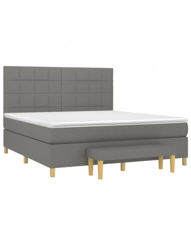 Giroletto a Molle con Materasso Grigio Scuro 180x200 cm Tessuto