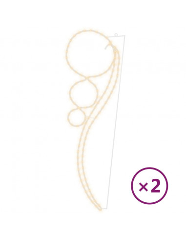 Stringhe Luci a Forma di Palle 2pz Bianco Caldo 111,5x35x4,5cm