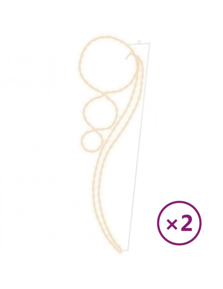 Stringhe Luci a Forma di Palle 2pz Bianco Caldo 111,5x35x4,5cm
