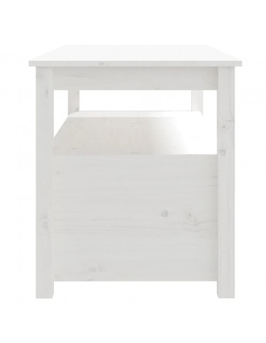 Tavolino da Salotto Bianco 102x49x55 cm Legno Massello di Pino