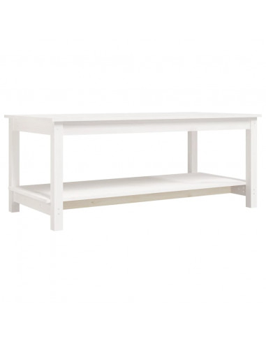 Tavolino da Salotto Bianco 110x55x45 cm Legno Massello di Pino