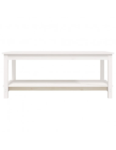 Tavolino da Salotto Bianco 110x55x45 cm Legno Massello di Pino