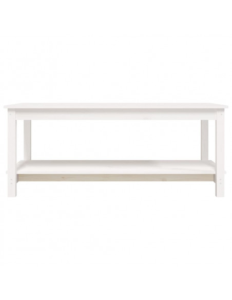 Tavolino da Salotto Bianco 110x55x45 cm Legno Massello di Pino