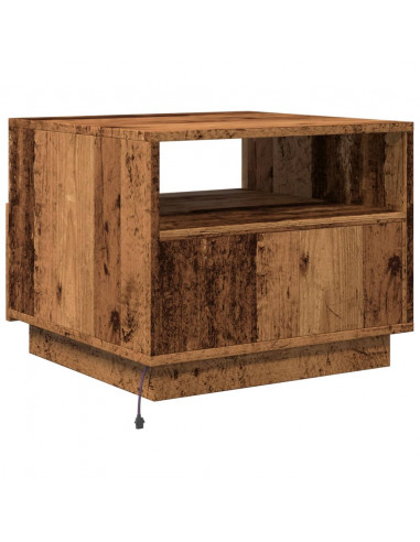Tavolino da Salotto con Luci LED Legno Antico 50x49x40 cm