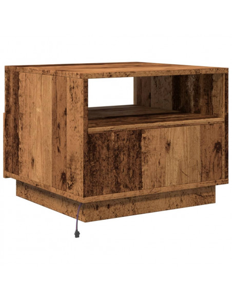 Tavolino da Salotto con Luci LED Legno Antico 50x49x40 cm