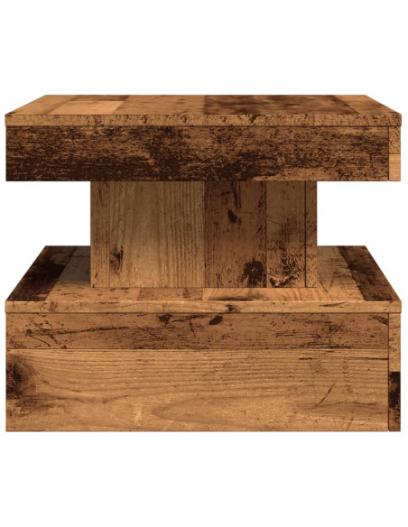 Tavolino da Salotto con Luci LED Legno Antico 50x50x40 cm