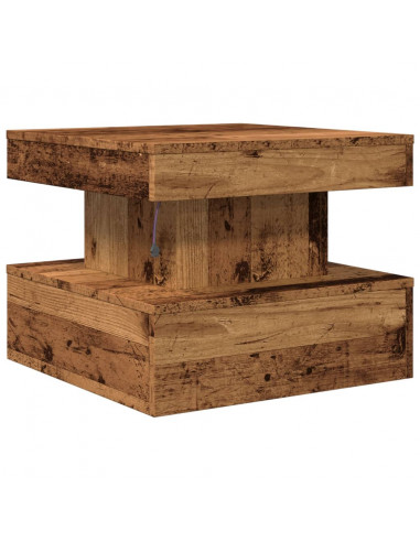 Tavolino da Salotto con Luci LED Legno Antico 50x50x40 cm