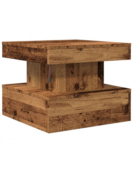 Tavolino da Salotto con Luci LED Legno Antico 50x50x40 cm