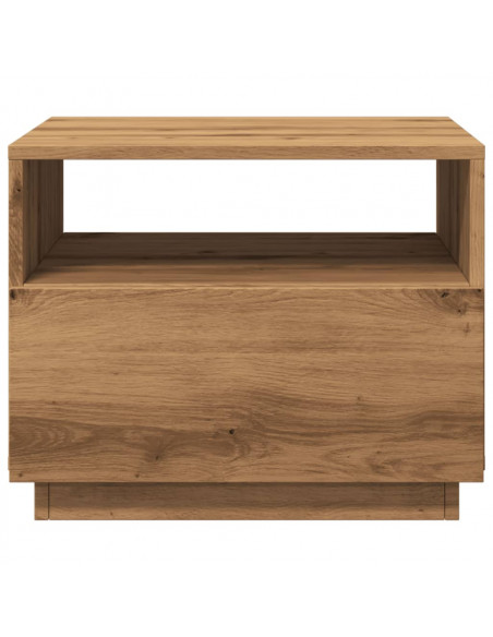 Tavolino da Salotto con Luci LED Rovere Artigianale 50x49x40 cm