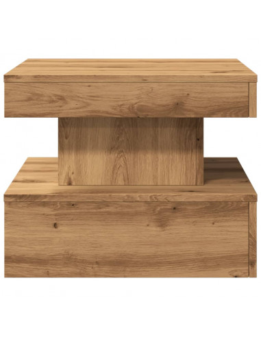 Tavolino da Salotto con Luci LED Rovere Artigianale 50x50x40 cm