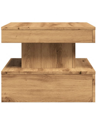 Tavolino da Salotto con Luci LED Rovere Artigianale 50x50x40 cm