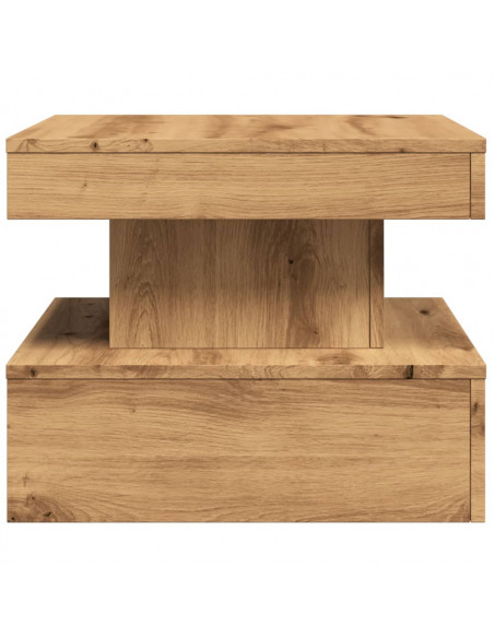 Tavolino da Salotto con Luci LED Rovere Artigianale 50x50x40 cm