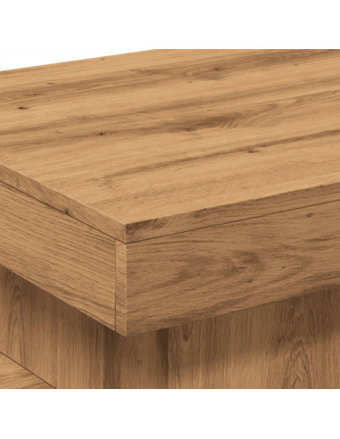 Tavolino da Salotto con Luci LED Rovere Artigianale 50x50x40 cm