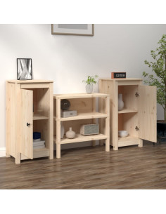Credenze 2 pz 40x35x80 cm in Legno Massello di Pino