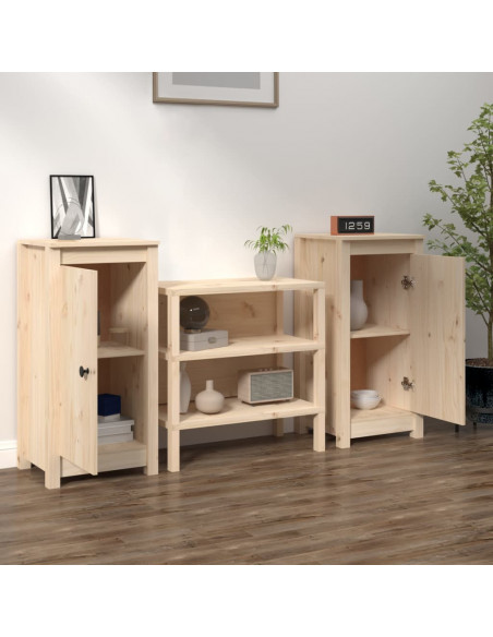 Credenze 2 pz 40x35x80 cm in Legno Massello di Pino