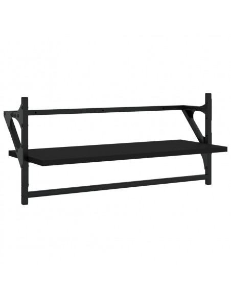 Mensole da Parete con Aste 2 pz Nere 65x25x30 cm
