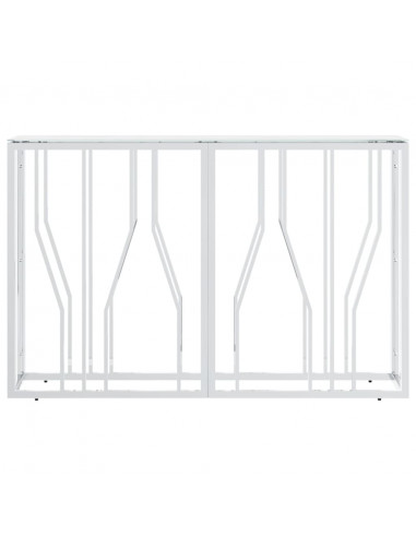 Tavolino Consolle Argento 110x30x70 cm in Acciaio Inox e Vetro