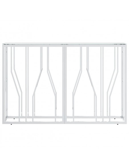 Tavolino Consolle Argento 110x30x70 cm in Acciaio Inox e Vetro