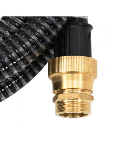 Tubo di Aspirazione con Connettori in Ottone 5 m 25 mm Nero