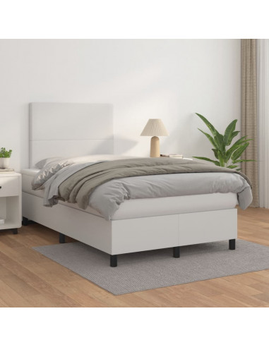 Giroletto a Molle con Materasso Bianco 120x190 cm in Similpelle