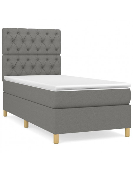 Giroletto a Molle con Materasso Grigio Scuro 80x200 cm Tessuto