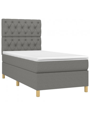 Giroletto a Molle con Materasso Grigio Scuro 80x200 cm Tessuto