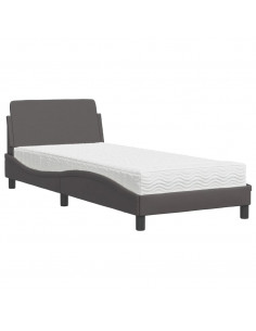 Letto con Materasso Grgio 80x200 cm in Similpelle 2