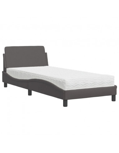 Letto con Materasso Grgio 80x200 cm in Similpelle