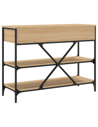 Tavolino Consolle Cassetti e Ripiani Rovere Sonoma Multistrato