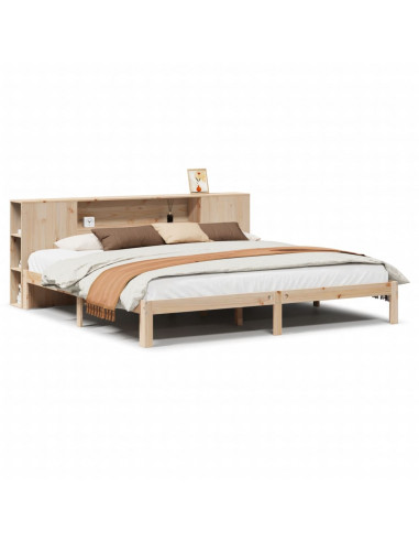 Letto Libreria senza Materasso 200x200 cm in Legno di Pino