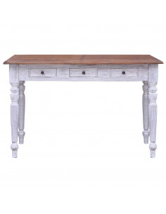 Scrivania con Cassetti Bianca 117x57x75 cm Massello di Mogano 2