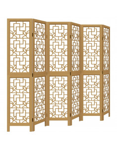 Divisorio Ambienti 6 Pannelli Marrone Legno Massello Paulownia 2