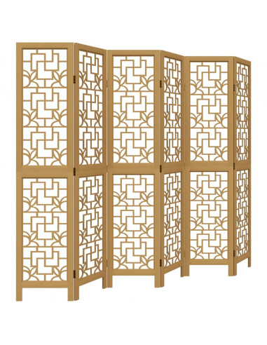 Divisorio Ambienti 6 Pannelli Marrone Legno Massello Paulownia