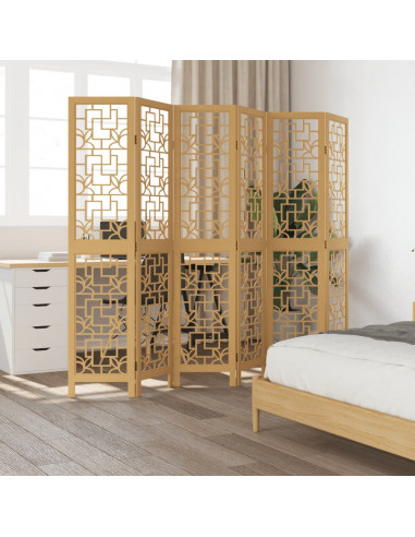 Divisorio Ambienti 6 Pannelli Marrone Legno Massello Paulownia