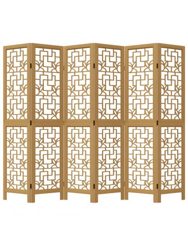 Divisorio Ambienti 6 Pannelli Marrone Legno Massello Paulownia