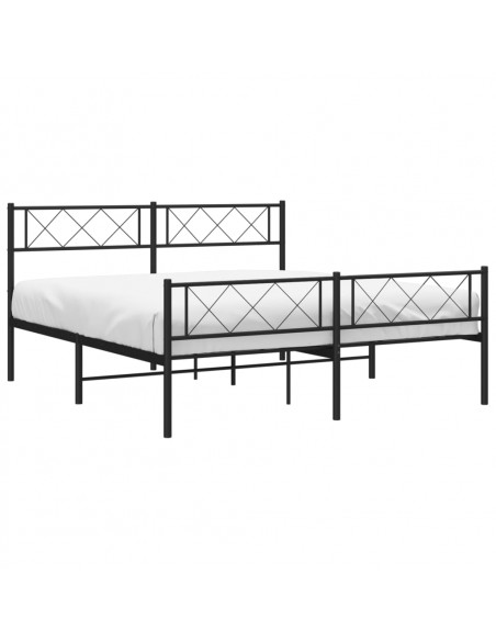 Giroletto con Testiera e Pediera Metallo Nero 140x200 cm
