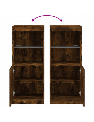 Credenza con Luci LED Rovere Fumo 41x37x100 cm