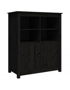Credenza Nera 83x41,5x100 cm in Legno Massello di Pino 2