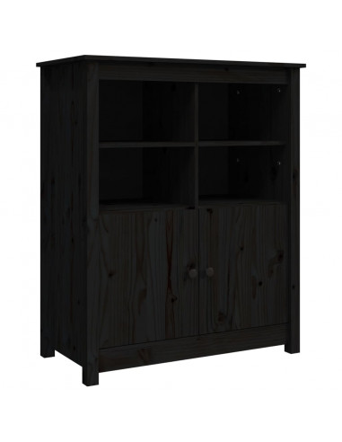 Credenza Nera 83x41,5x100 cm in Legno Massello di Pino