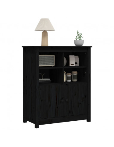 Credenza Nera 83x41,5x100 cm in Legno Massello di Pino