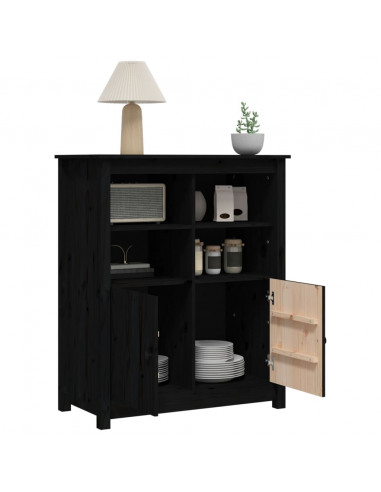 Credenza Nera 83x41,5x100 cm in Legno Massello di Pino
