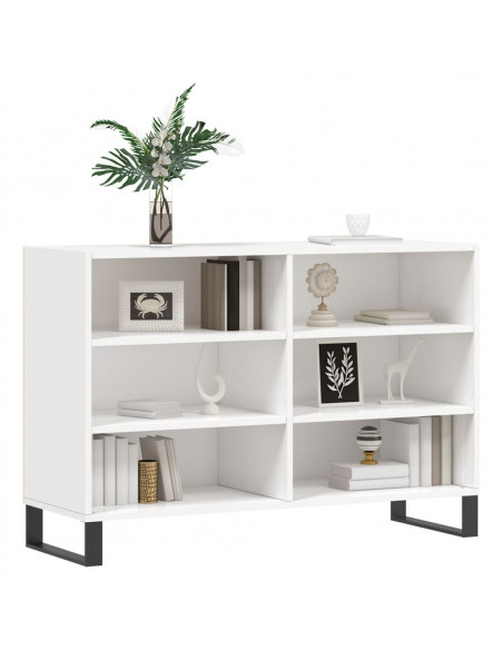 Credenza Bianco Lucido 103,5x35x70 cm in Legno Multistrato