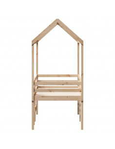 Letto a Soppalco con Tetto 80x200 cm in Legno di Pino 2