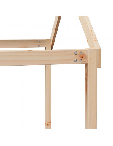 Letto a Soppalco con Tetto 80x200 cm in Legno di Pino