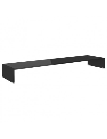 Mobile/Rialzo Porta TV in Vetro Nero 120x30x13 cm